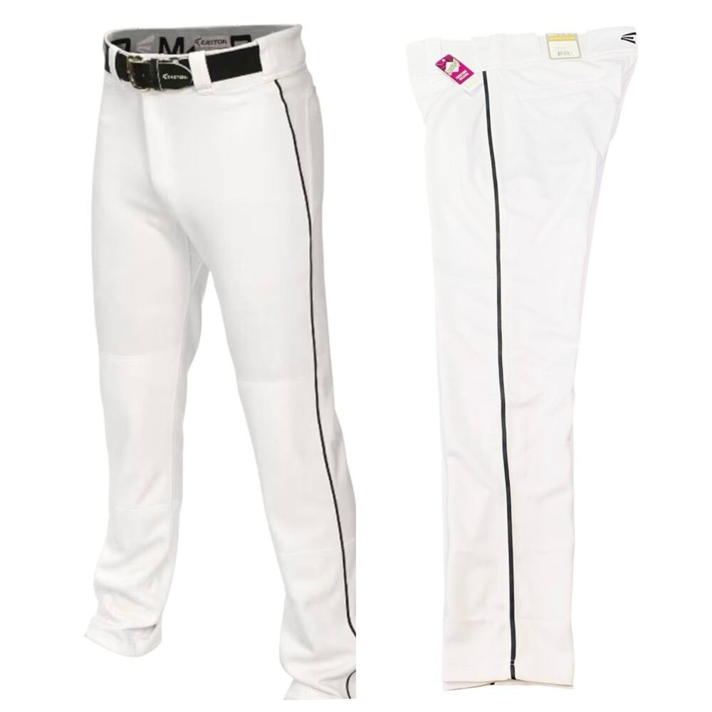 Easton Mako 2 Piped Baseball Pants Mens Large L White Black Piping A167101 NWT